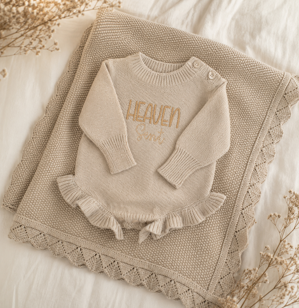 Heaven Sent Knit Romper & Blanket Set