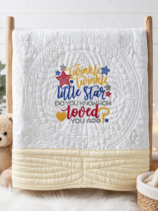 Twinkle Twinkle Little Star Embroidered Baby Quilt
