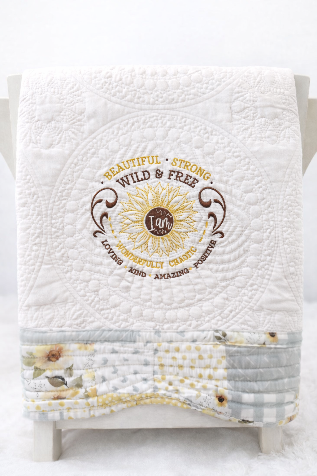 I Am Wild & Free Embroidered Quilt